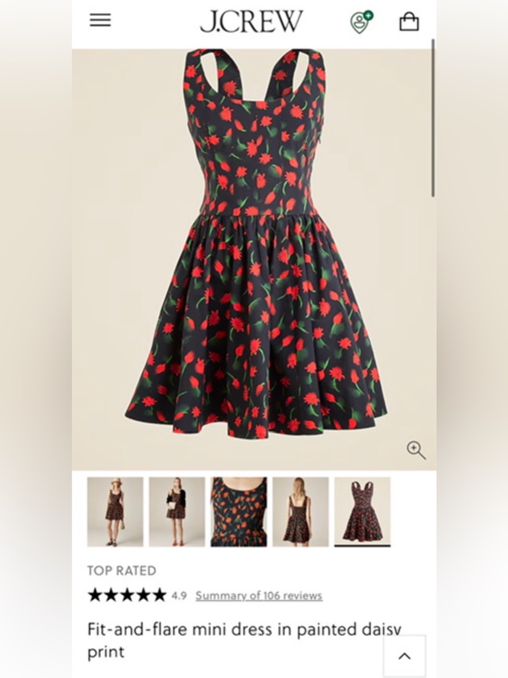 NWT J. Crew Women’s Fit-and-flare mini dress in painted daisy print - size 2